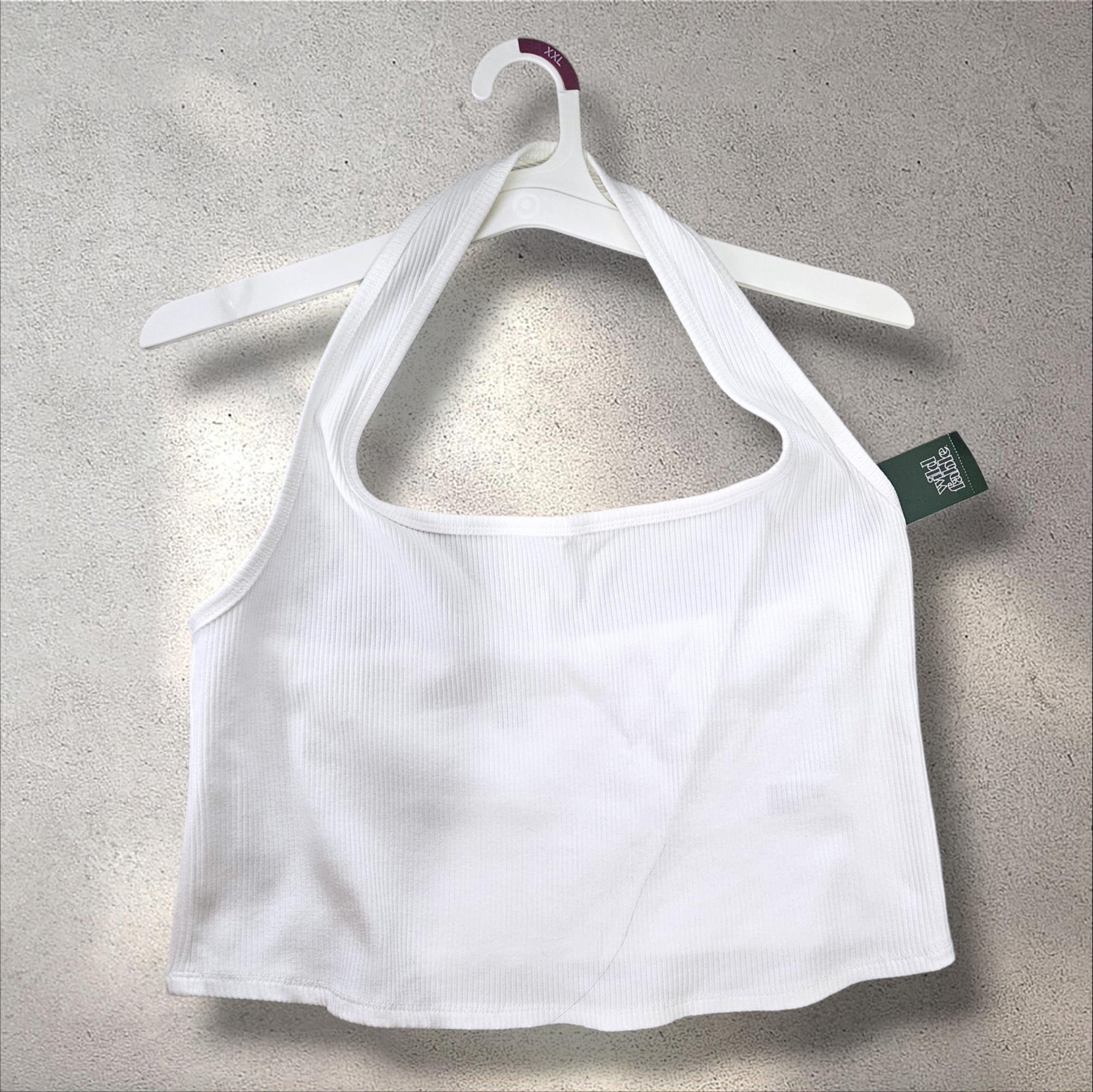 Wild Fable Women's White Ribbed Halter Tank Top Lightweight Stretch NWT Size:2XL