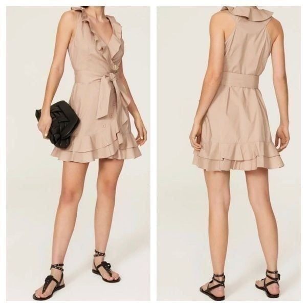 Marissa Webb Collective Khaki Ruffle Wrap Dress