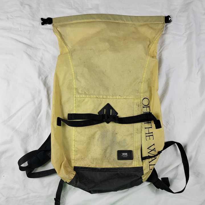 Vans Yellow Roll Top Backpack Hiking Camping Trails Outdoors Casual Lightweight