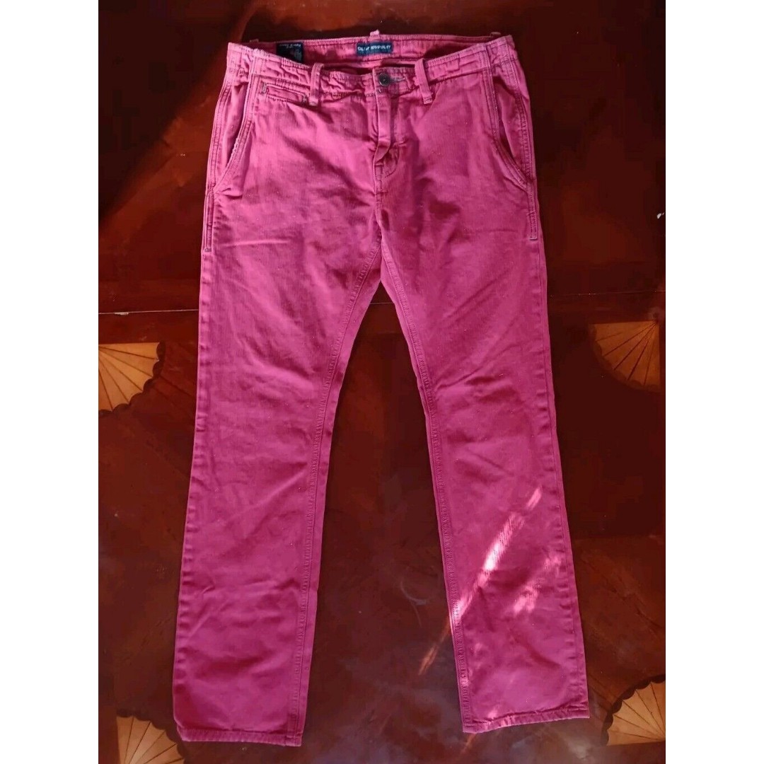 Rare Cult Of Individuality Mens Selvedge Rebel Straight Red Jeans 32x32