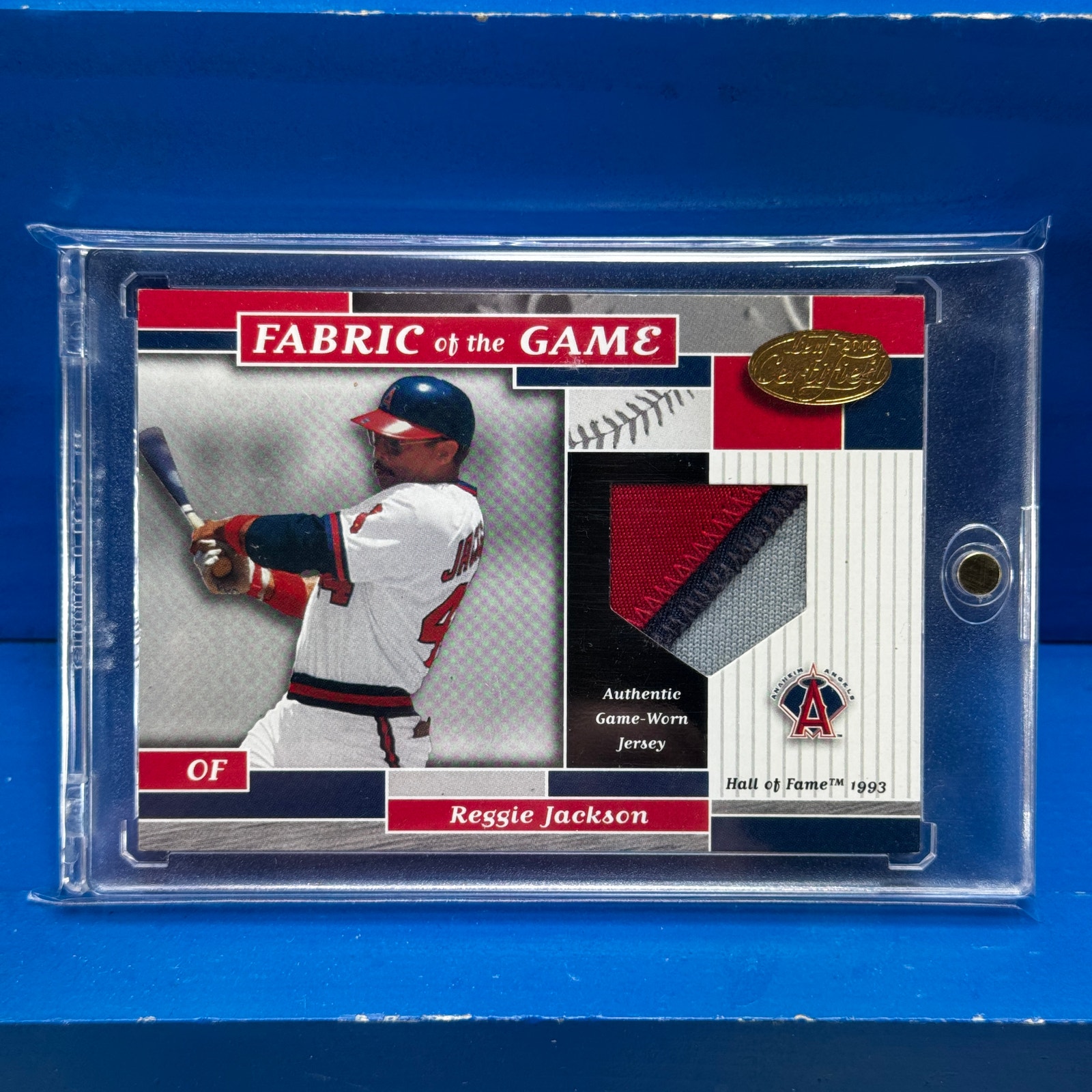REGGIE JACKSON 2002 Leaf Certified Fabric of the Game GAME USED Jersey SSP /20