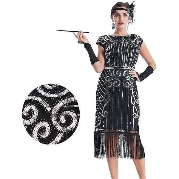 Flapper Great Gatsby Roaring 1920s Retro Tassel Fringe Sequin Dress XXL NEW