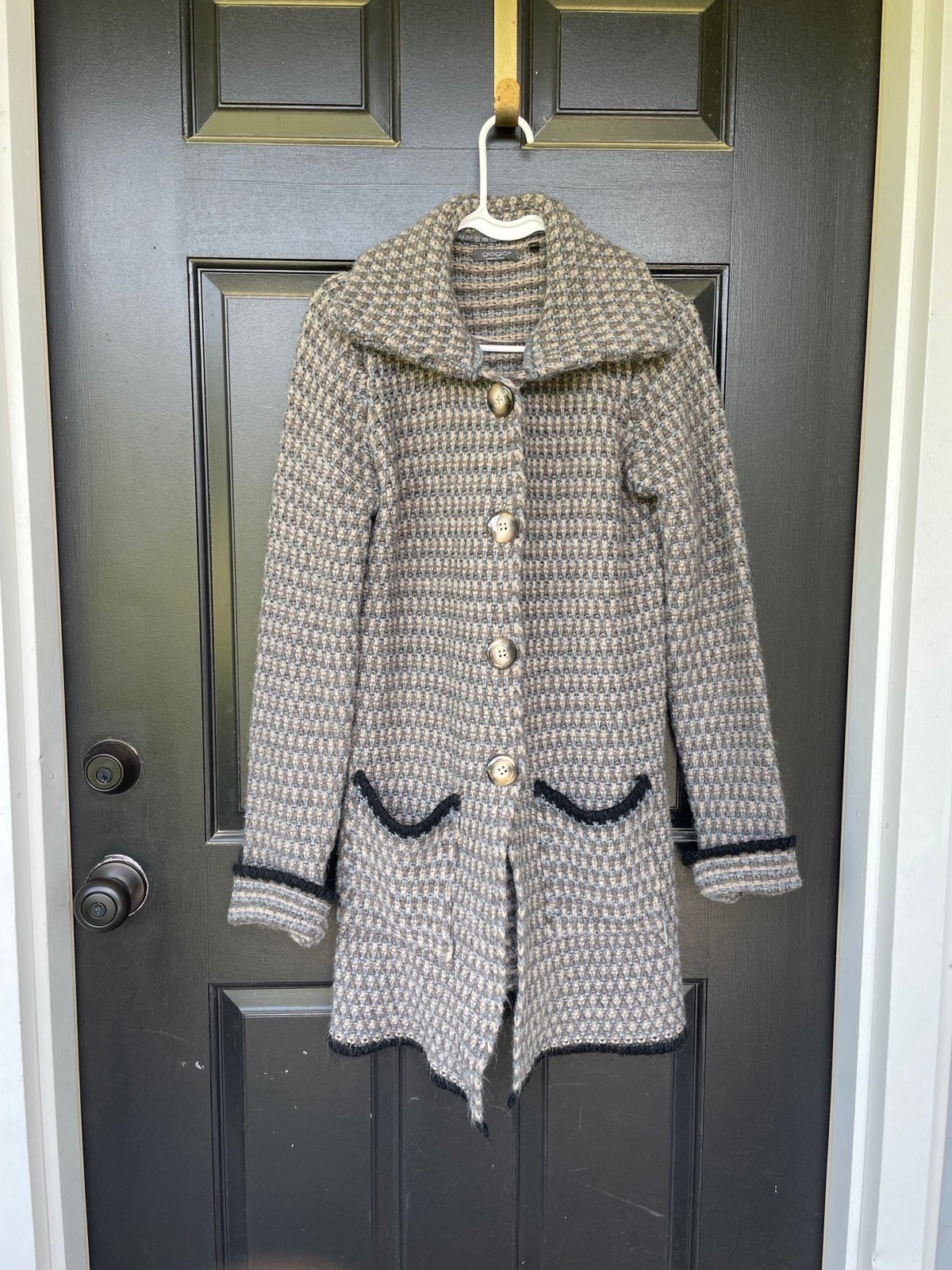GIOGIO Mohair Wool Long Gray Grandmacore Cottagecore Chunky Knit Sweater Size L