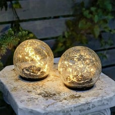 Garden Solar Lights Decorative, 2 Pack Cracked Glass Solar Ball Lights Outdoor