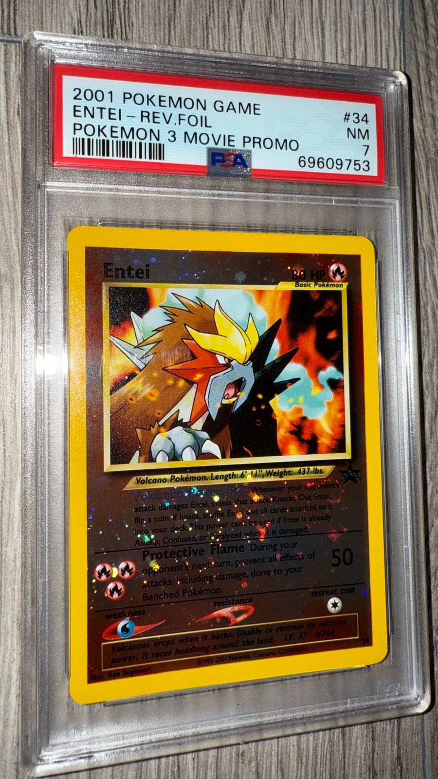 2001 Pokémon Entei Movie Promo Rev.Foil PSA 7