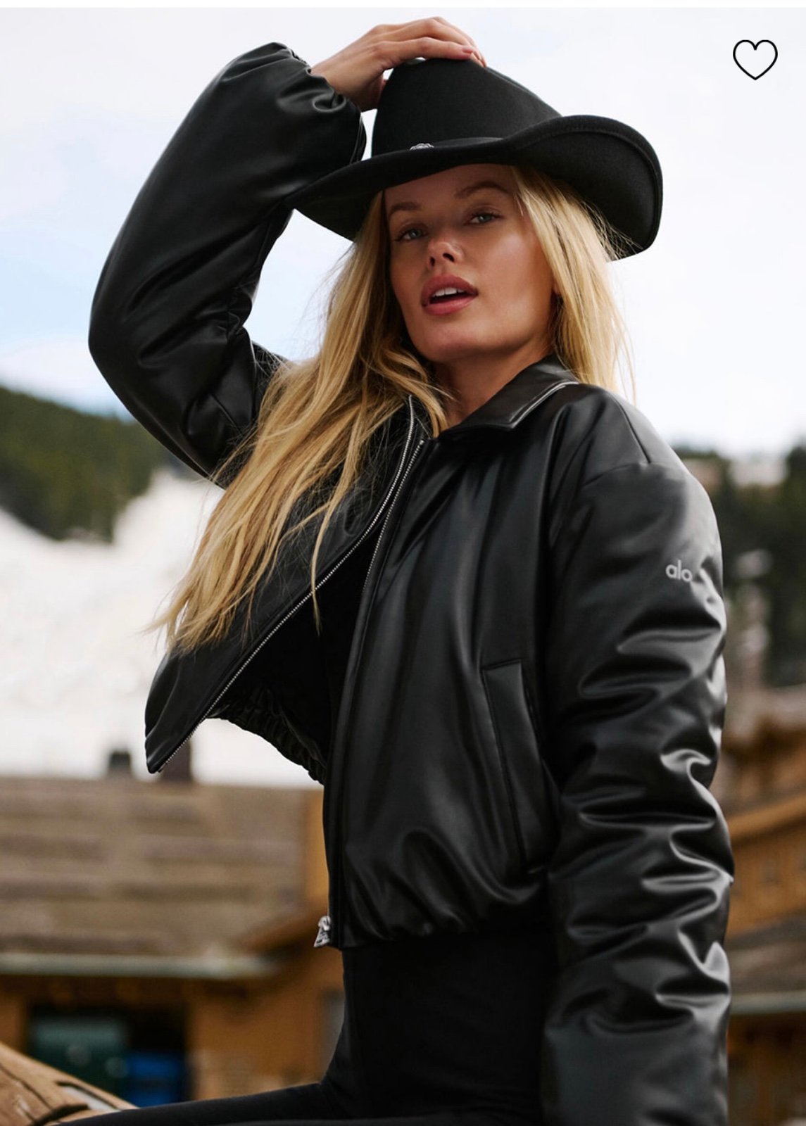 Alo - Faux Leather Cropped Bomber Jacket