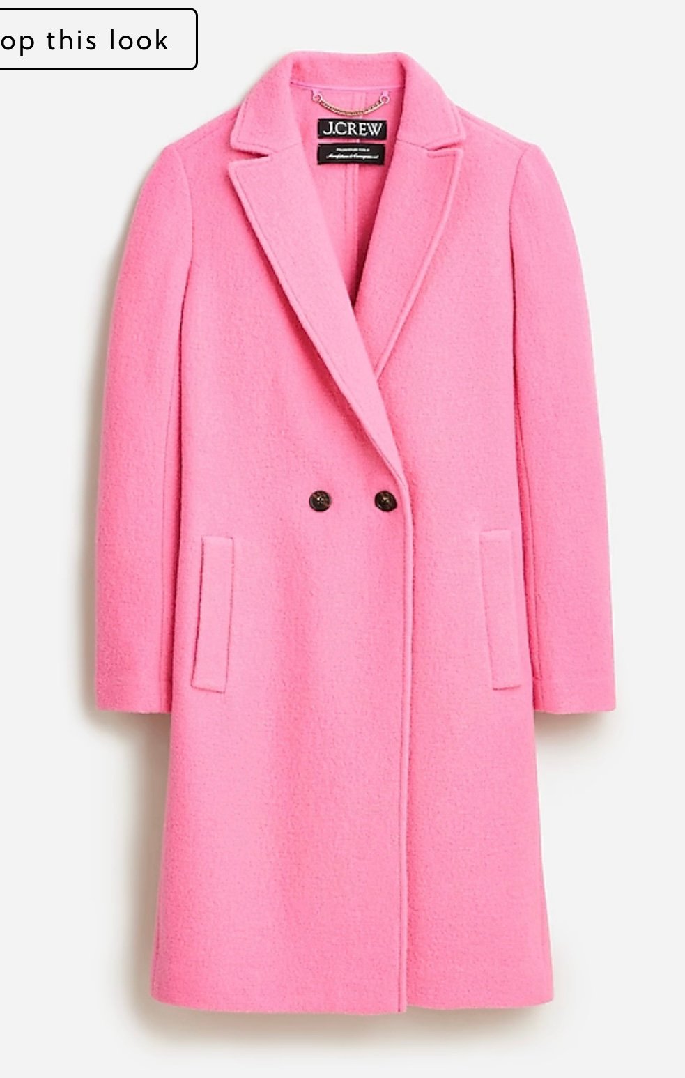 J.Crew Daphne Topcoat 100% Italian Boiled Wool ~ Rosy Pink ~ Sz 0