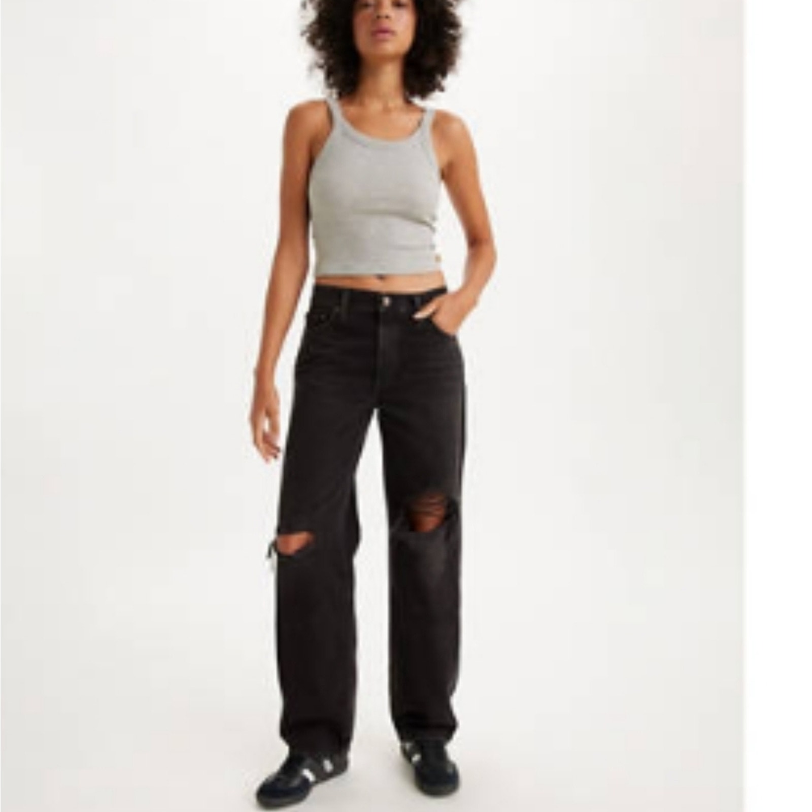 Levi's Black Distressed Baggy Dad Jeans NWT Size 28
