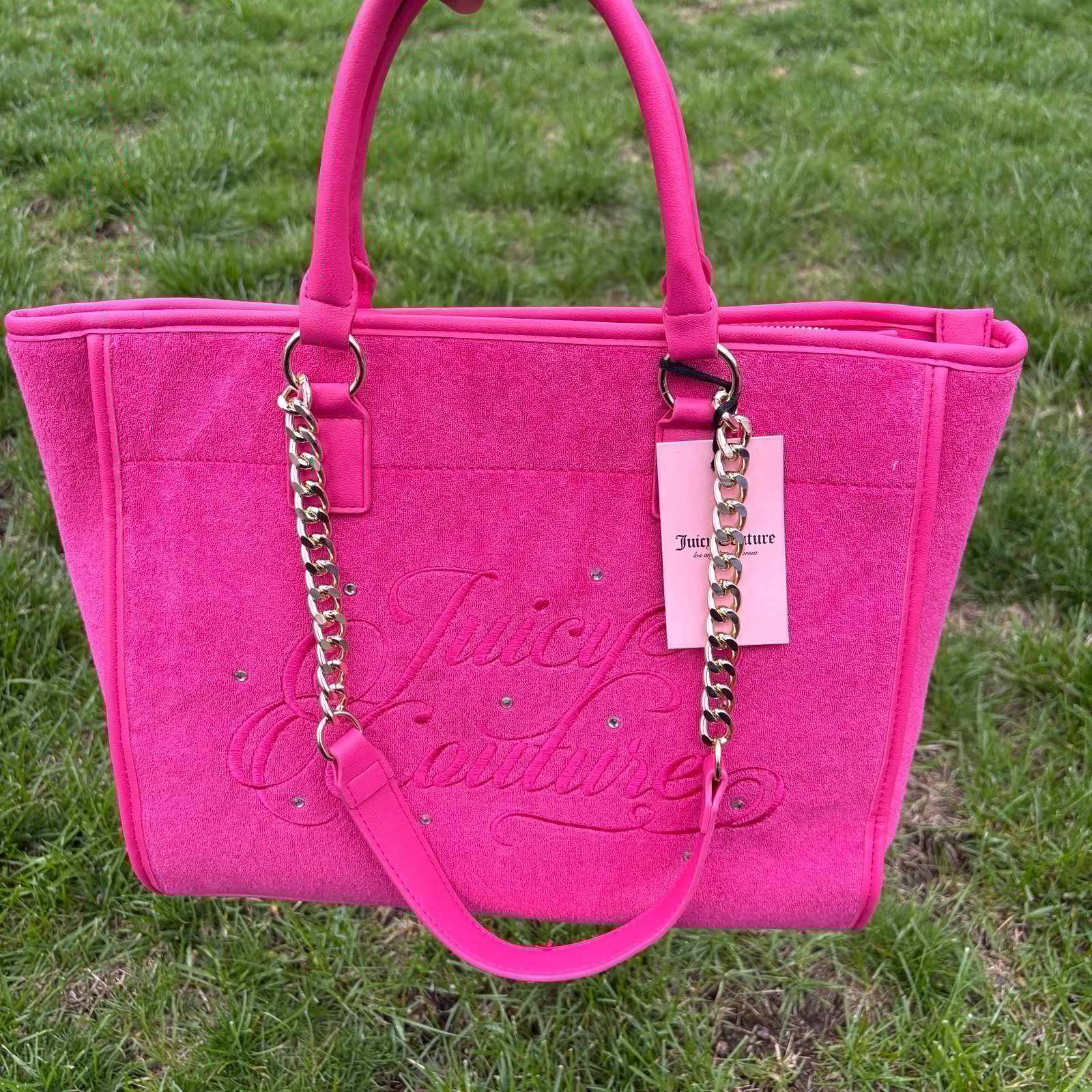 Juicy couture hot pink terry cloth tote bag/ handbag