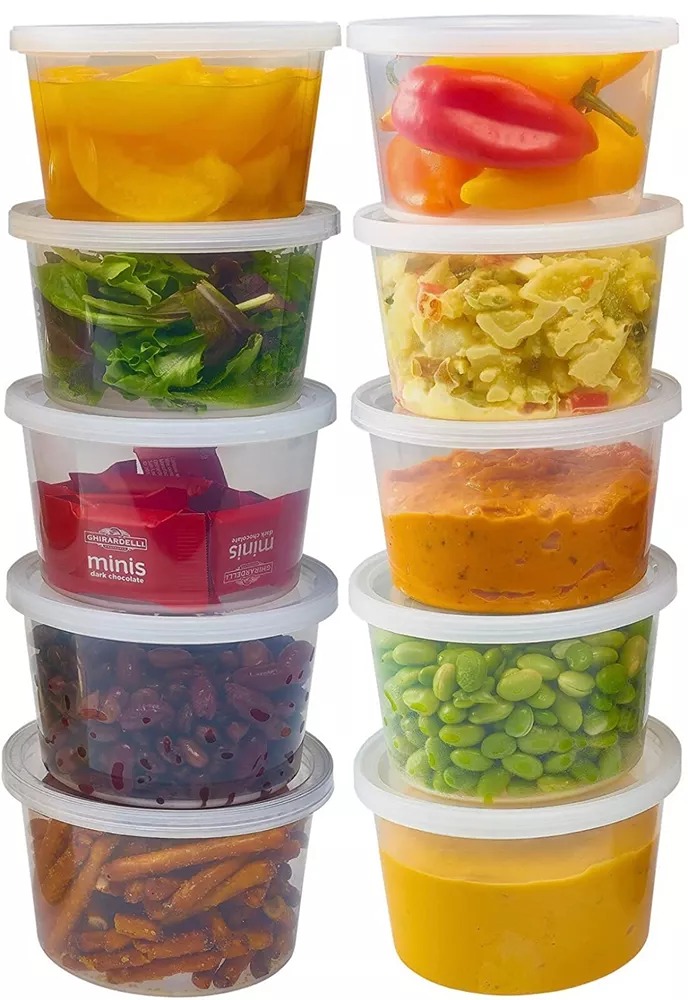 16 oz Pint Deli Plastic Food Microwavable Reusable Storage Container With Lids 2