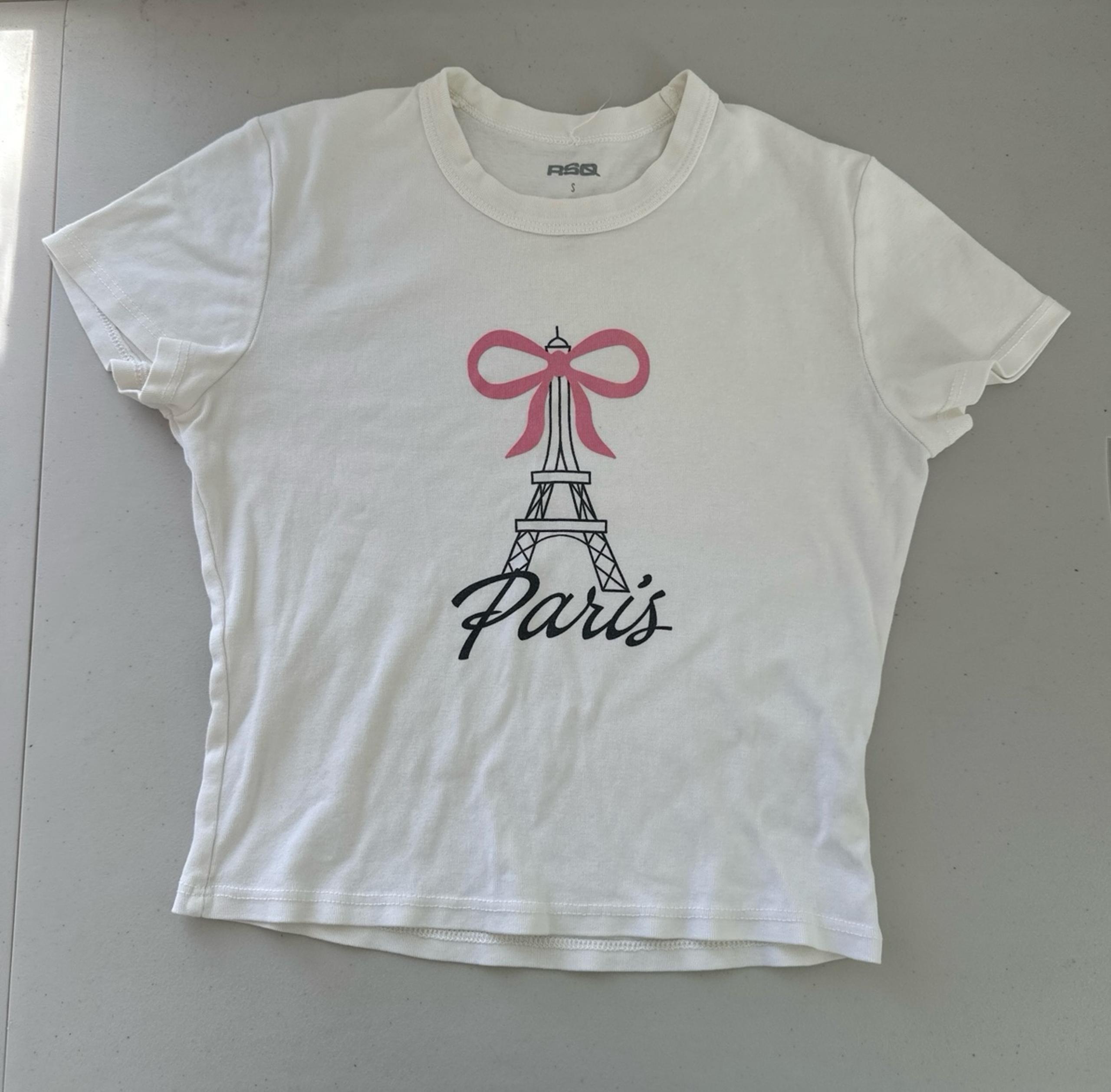 Tillys Paris Eiffel Tower with pink bow Baby Tee Womens