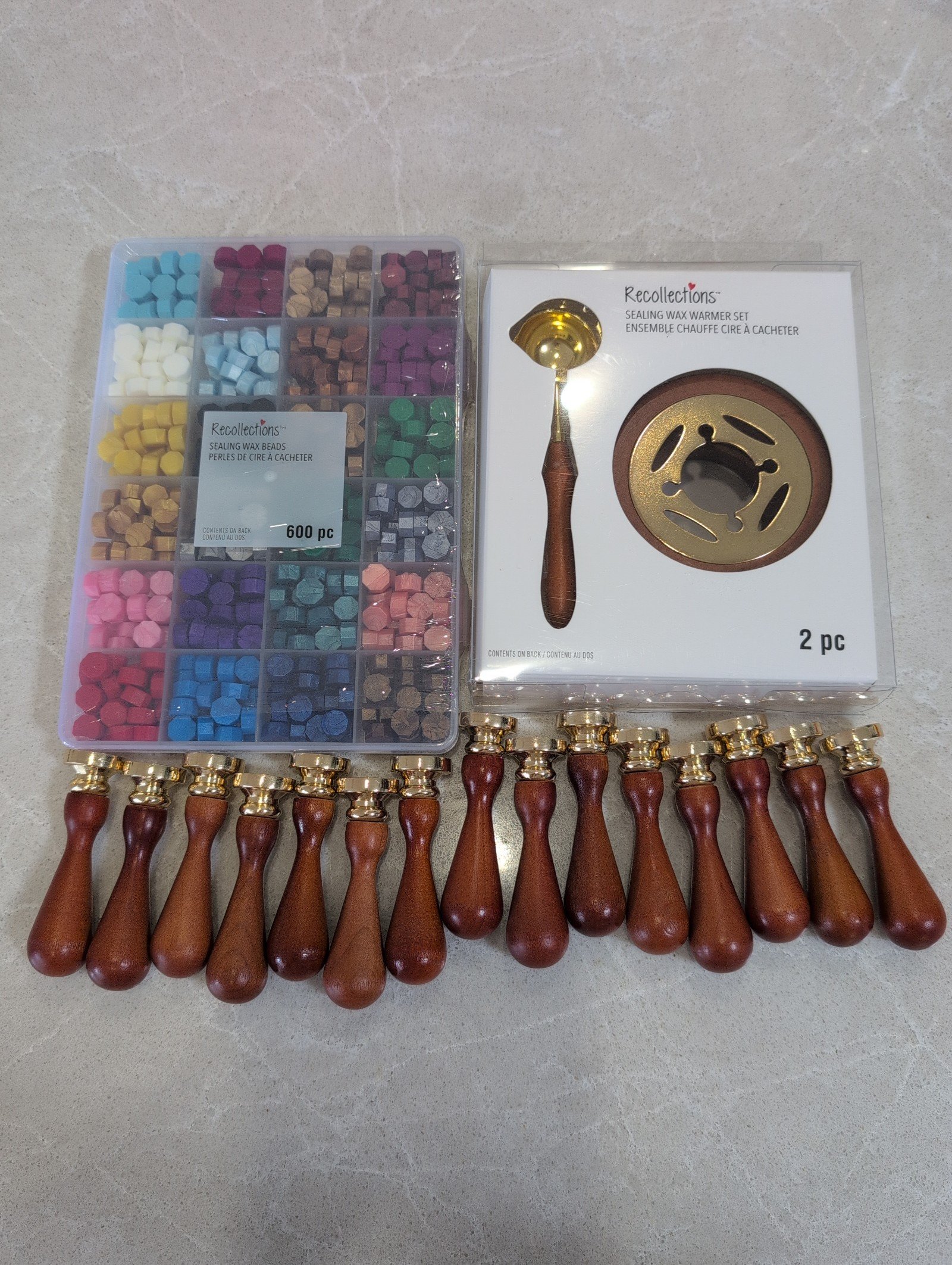 Wax Seal Stamp Set - 15 stamps, warmer set, 600pcs wax