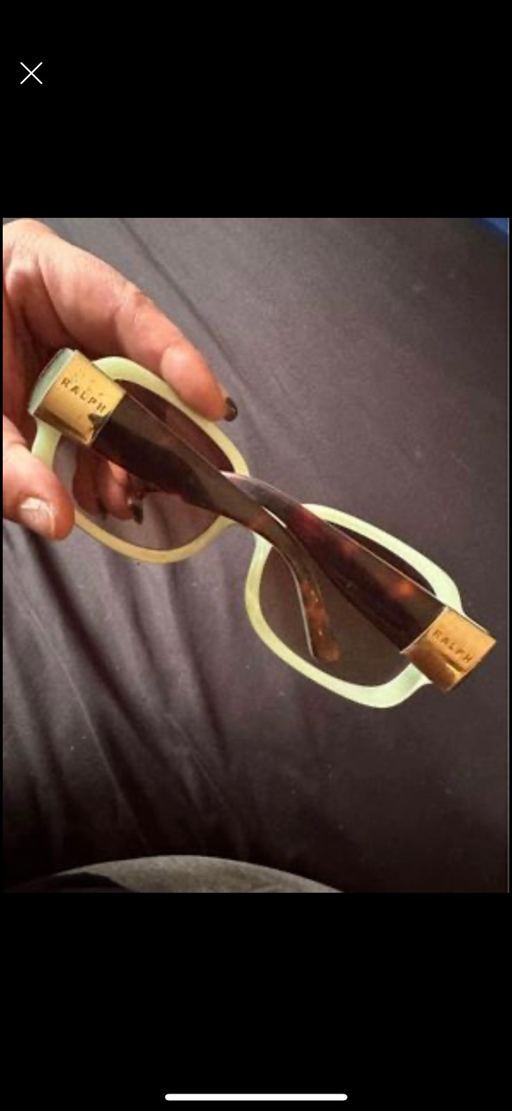 Ralph Lauren sunglasses brown and gold on outside teal inside