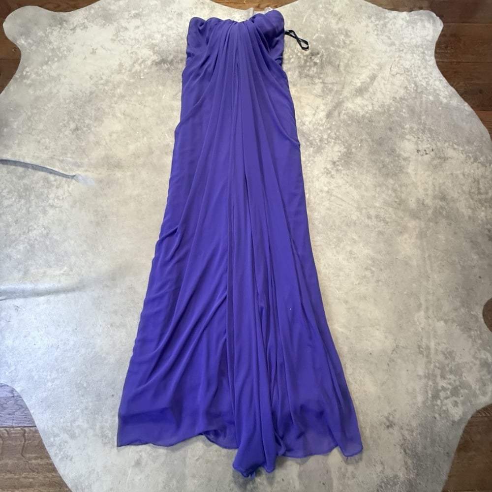 Dessy Collection Dress Womens Size 12 Purple Strapless Lux Chiffon Gown