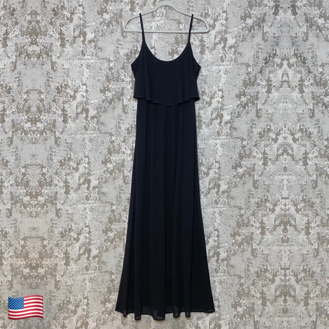 Show Me Your Mumu Caitlin Ruffle Maxi Dress in Black