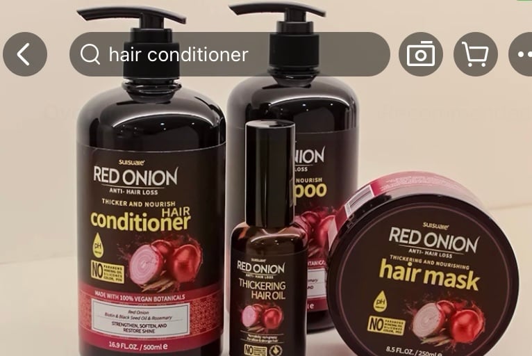 Set of red onion shampoo ,conditioner ,oil and mask .