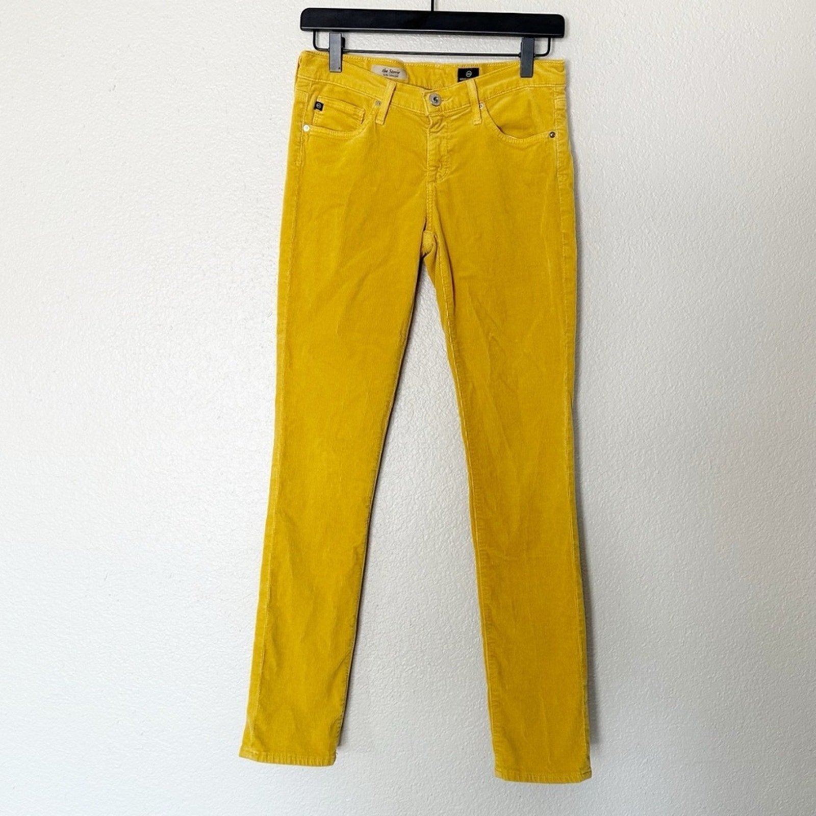 AG Goldschmied Corduroy Pants Womens Stevie Slim Straight Leg Golden Yellow 27