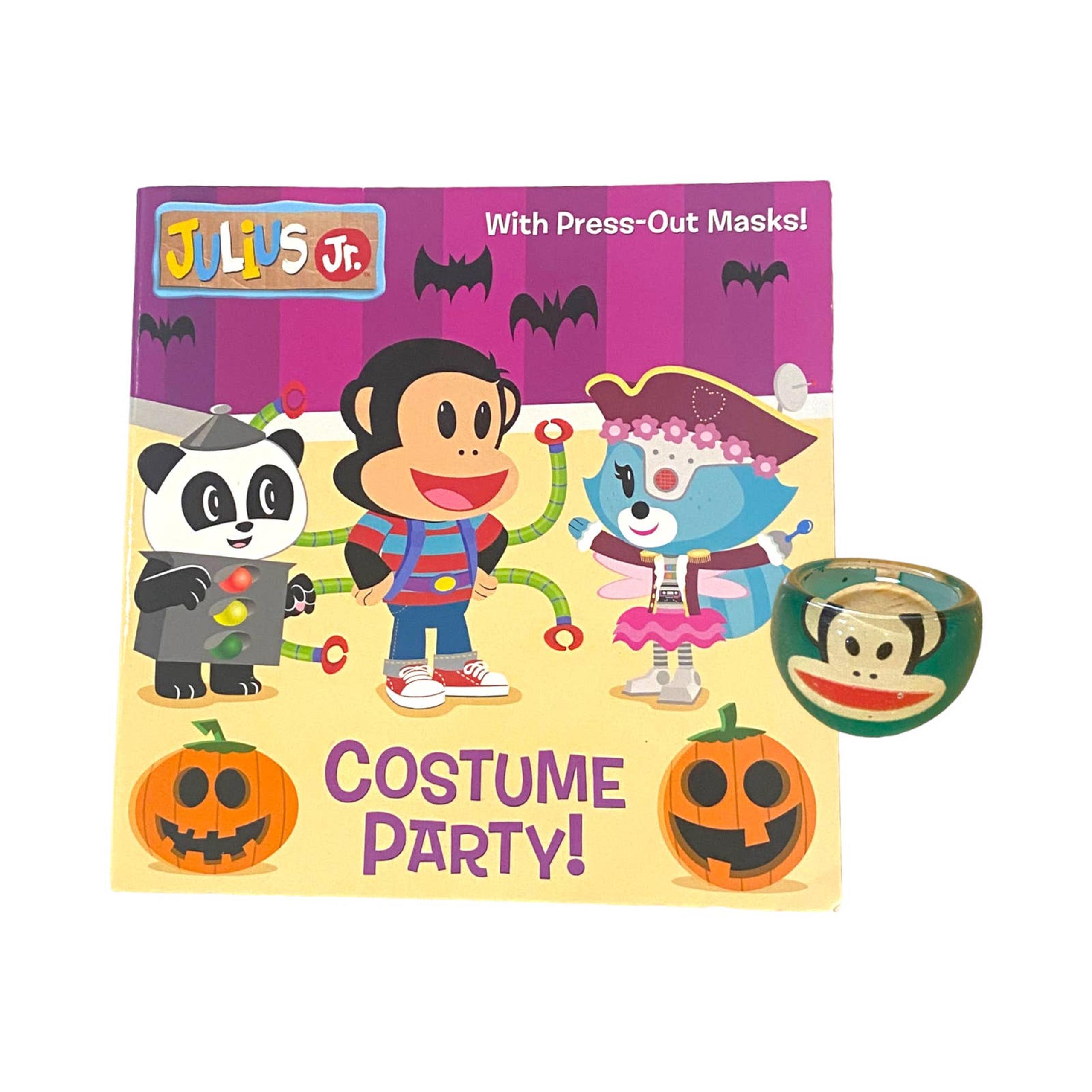 Julius Jr Monkey Halloween Costume Party Story Book & Ring Toy Gift Set