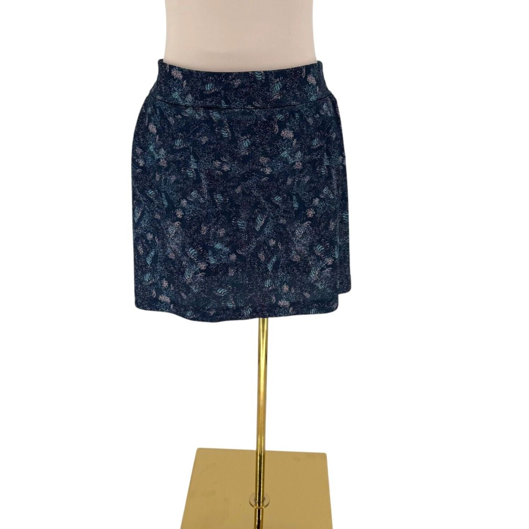 Greg Norman Women LG Monet Abstract Brush Navy Print Skort ML75 Sculpt Stretch