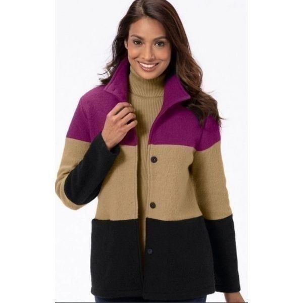Appleseed’s 100% wool sz L petite button front sweater jacket