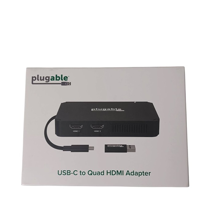 Plugable 4 HDMI Multi Monitor Adapter NEW -USB-C To Quad HDMI Adapter -Black