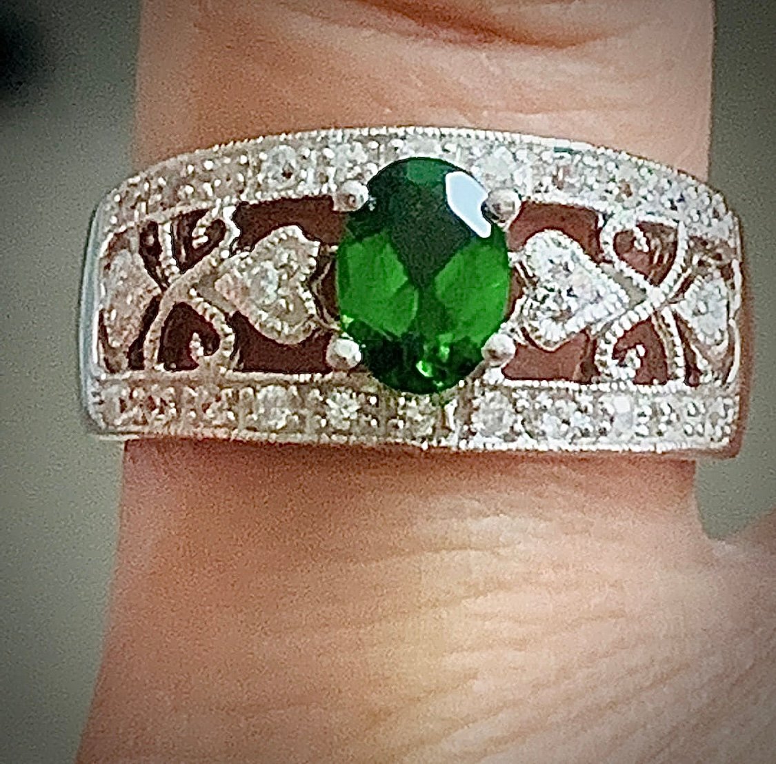1ct Genuine Chrome Diopside gemstone 925 sterling silver ring Size 7