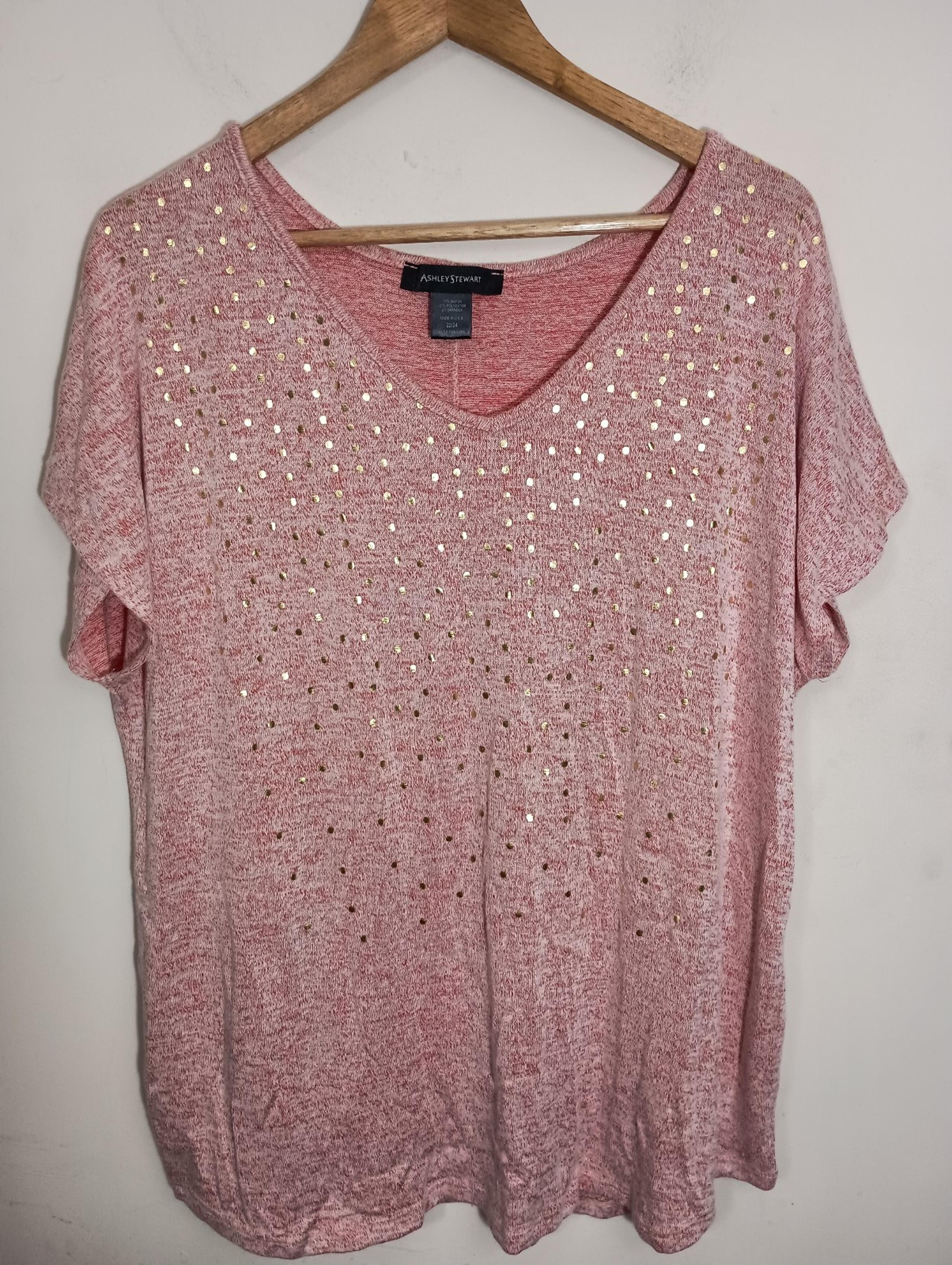 Ashley Stewart Woman's Size 22/24 Heather Coral Blouse