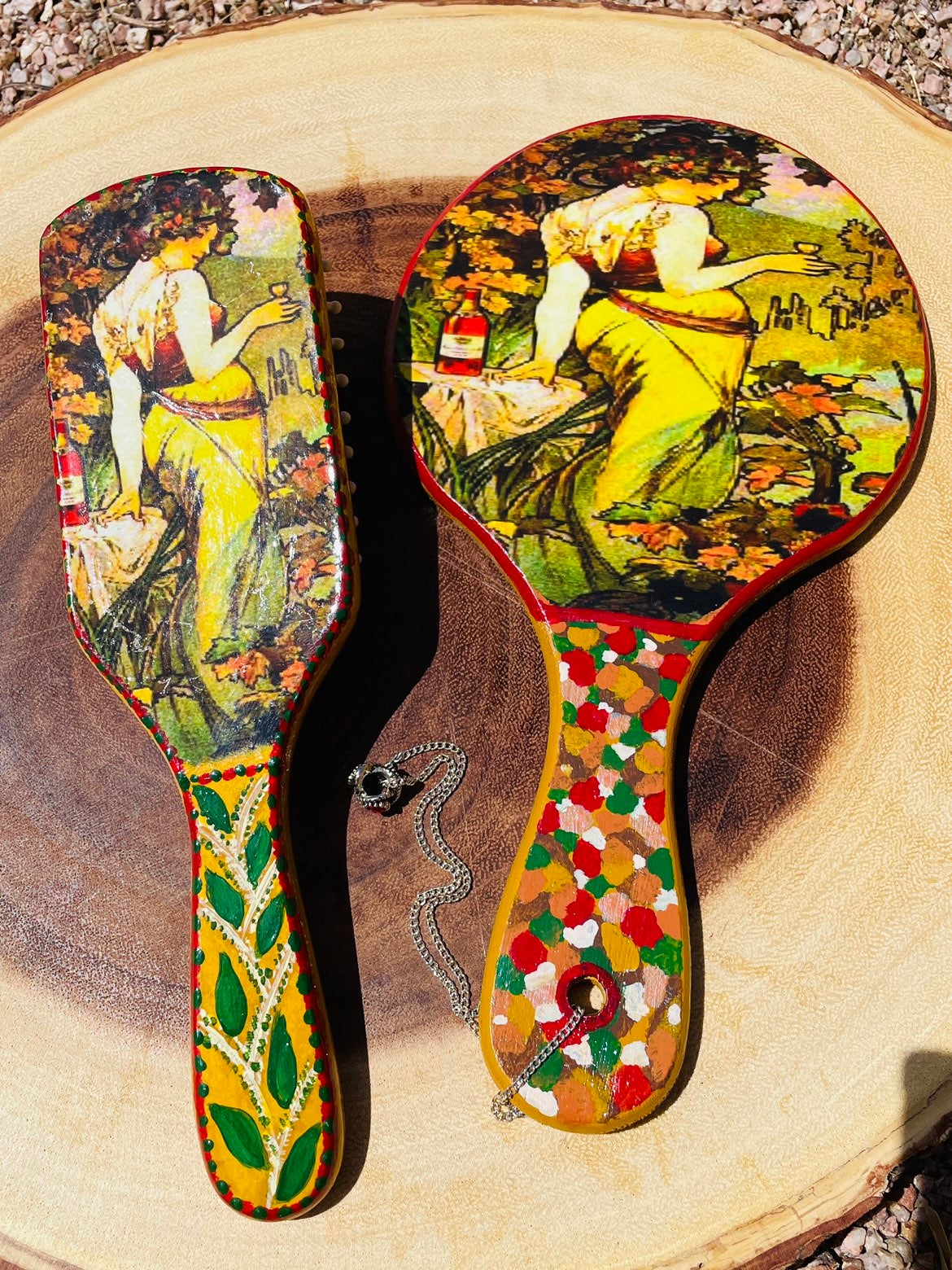 Hand mirror with hairbrush ,Alphonse Mu