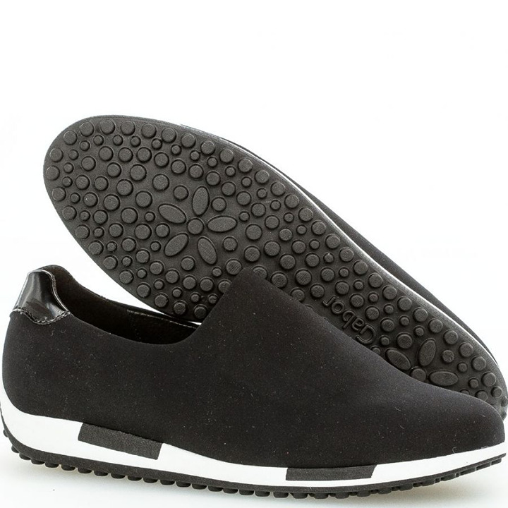 Gabor Comfort Easy Walking Slip-On Trianer Shoes Elastic Front Panel Black US8.5