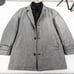 Enrico Coveri Men's Wool Coat Size L - Double-Breasted Gray Herringbone Quilted