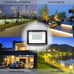 200-Watt 120-Degree Gray Integrated LED Outdoor Flood Light with Shade