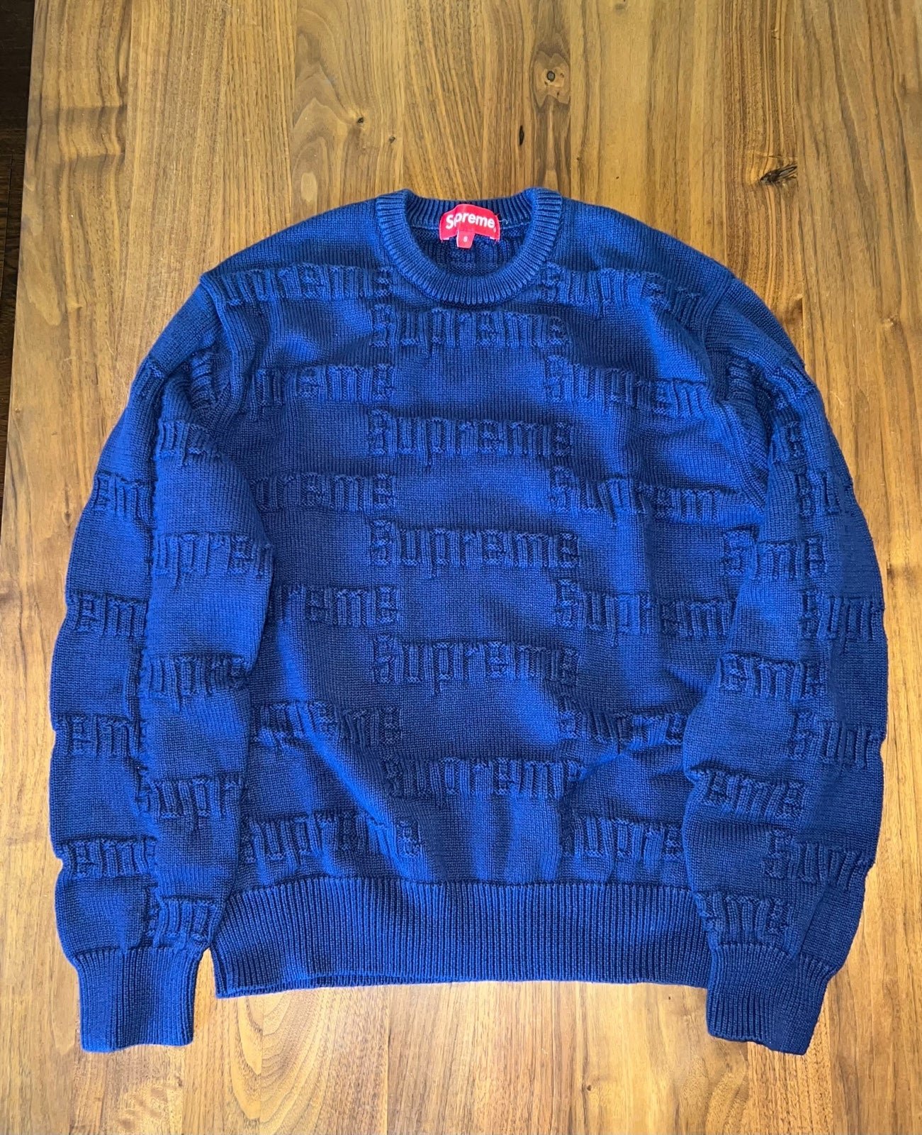 Supreme 19AW Raised Logo Sweater ネイビー XL