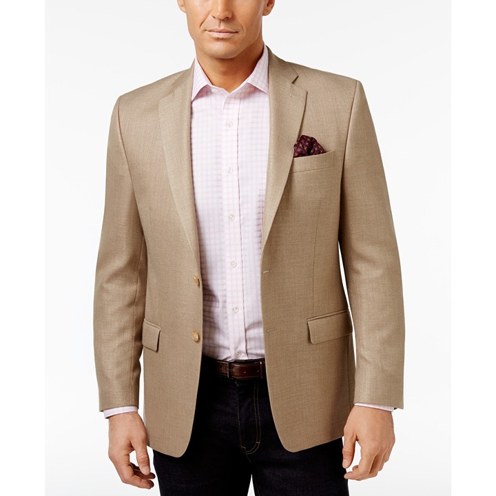 LAUREN RALPH LAUREN Mens Classic-Fit Neat UltraFlex Sport Coat Tan 295 B4HP 42L