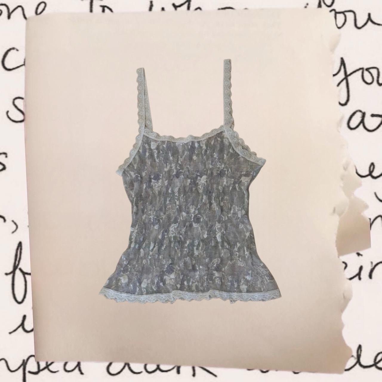 camo print lace trim camisole top (semi sheer)