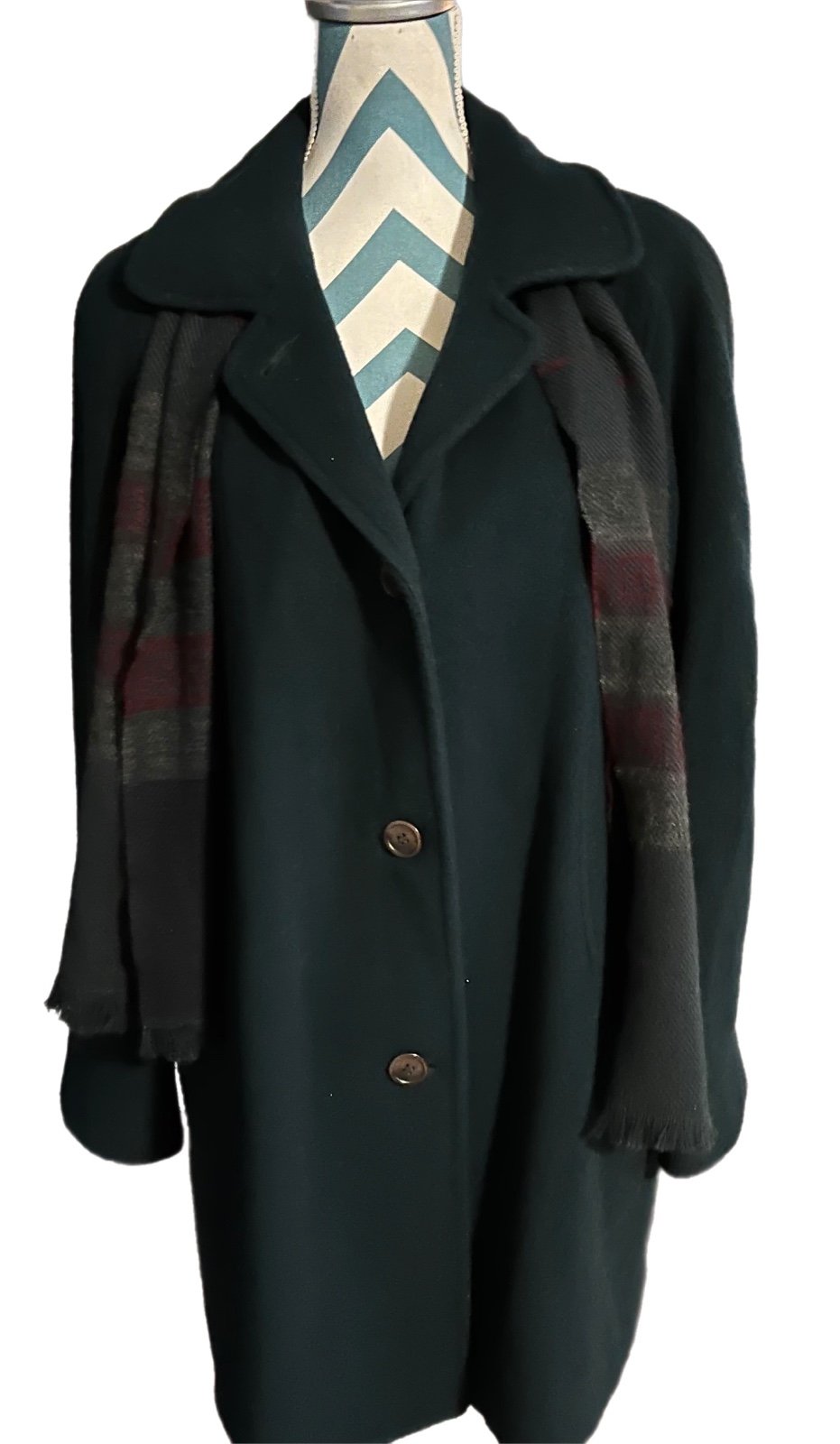 Vintage Womens Green Herman Kay wool Coat Size 1Xbutton up lined