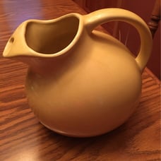 Vintage Midcentury Hall Pottery Yellow Round Ball Glazed Juice/Water Pitcher wit