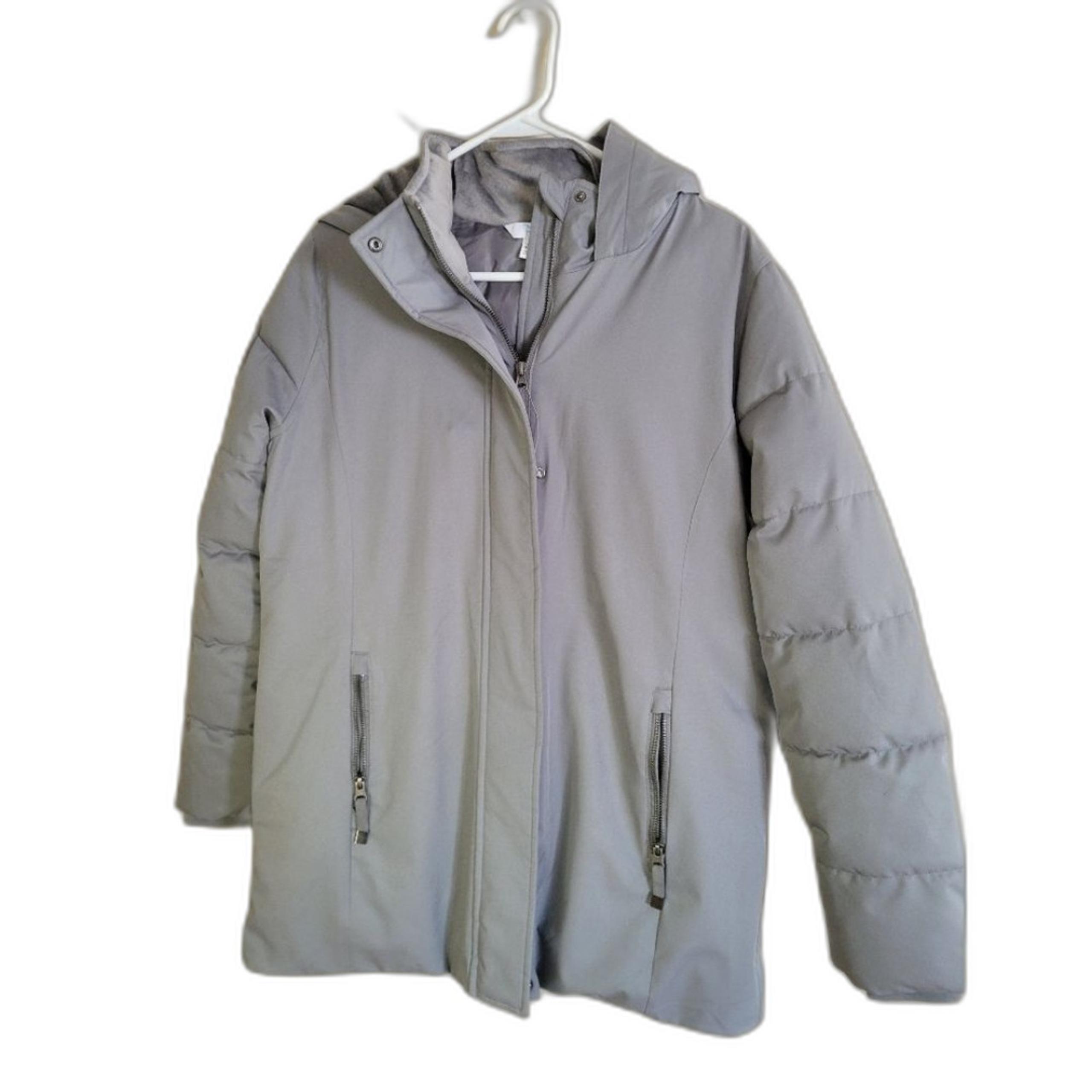 grey zip up hooded Parka, sz M. NEW - Time and Tru
