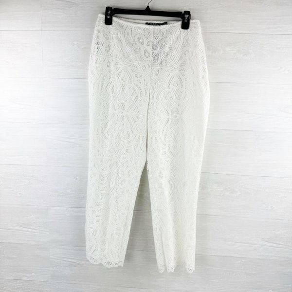 NWT Lauren Ralph Lauren Floral Lace High Rise Straight Leg Ankle Pants 8