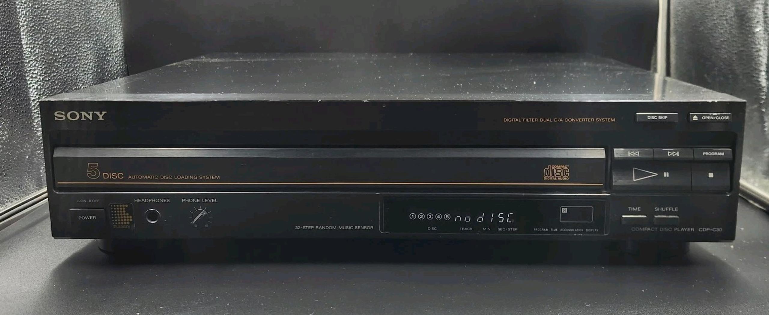 Sony 5 Disc CDP-C30 1988 CD Disc Changer Player No Remote - Tested