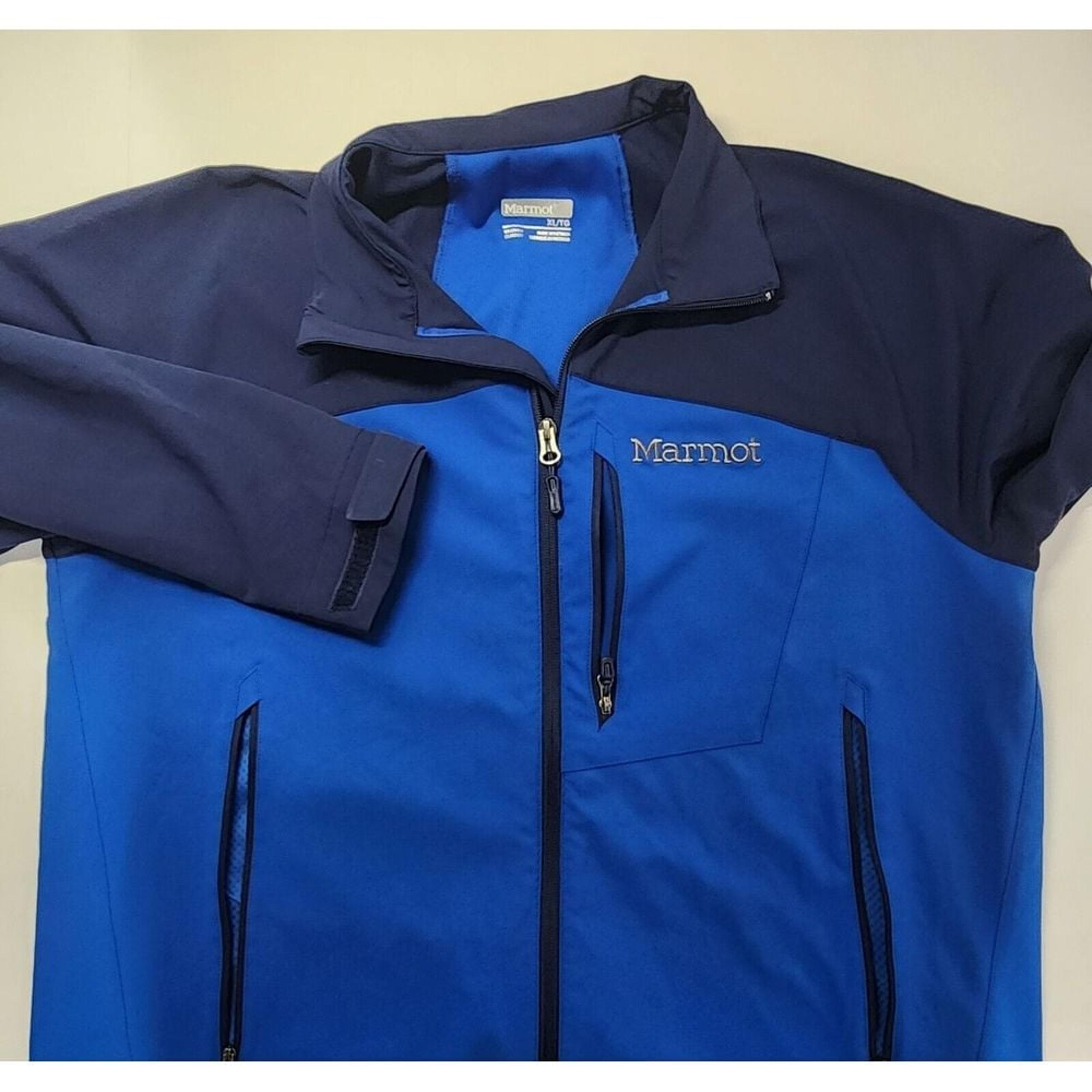 Marmot M3 Tempo Jacket Mens XL Blue Soft Shell Full Zip Pockets