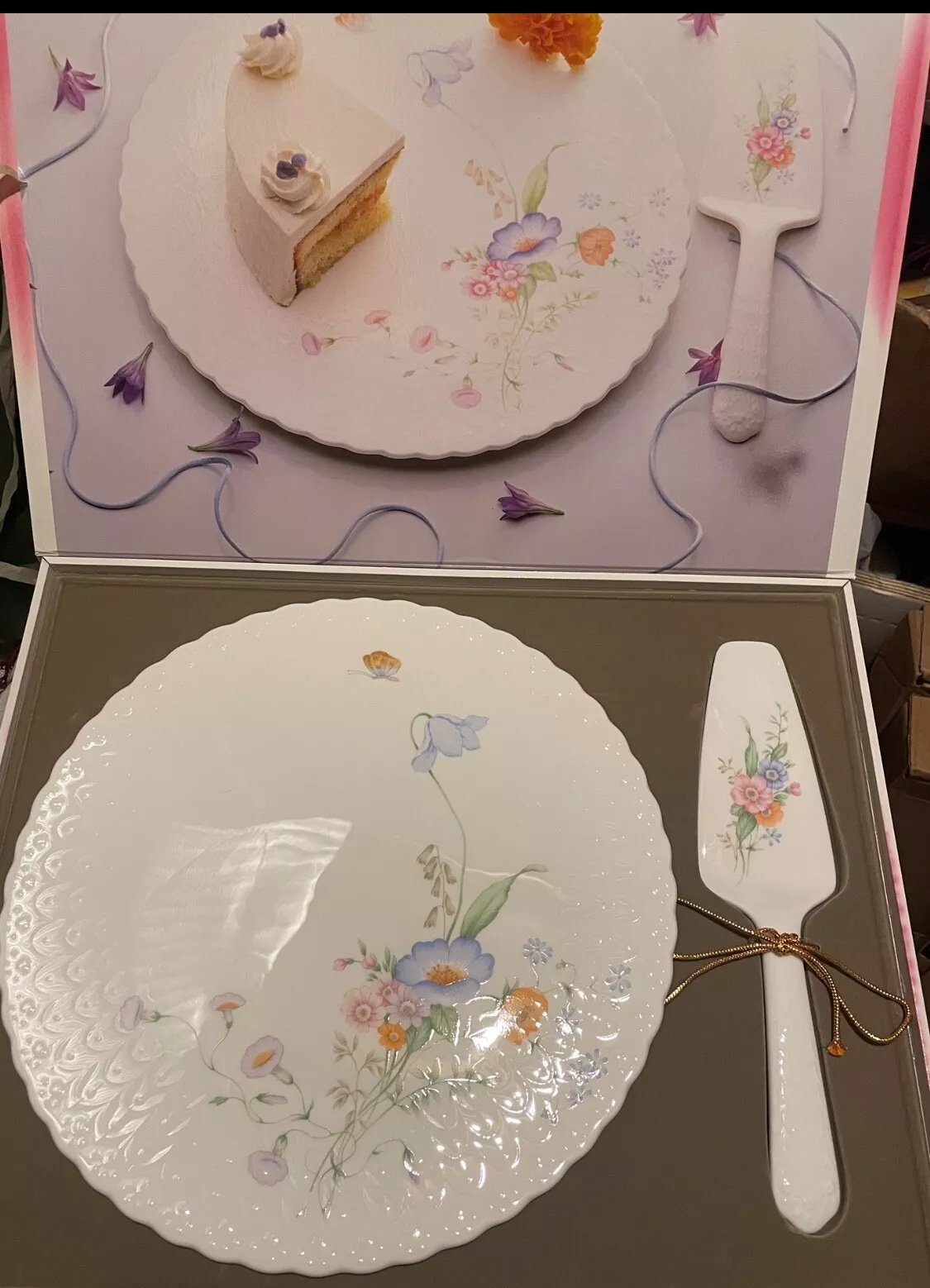 Something Blue 11 1/2 Mikasa Bone China Cake Plate and Server Set