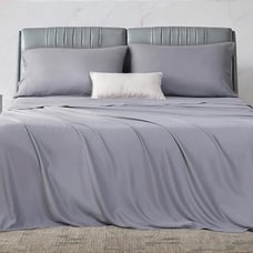 Bamboo Sheets 4 Pieces Set Deep Pocket Breathable Sheet Gray
