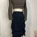 Black lagenlook ruched and gathered knee length stretchy skirt