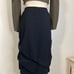 Black lagenlook ruched and gathered knee length stretchy skirt