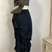 Black lagenlook ruched and gathered knee length stretchy skirt