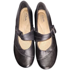 Clarks Cora Gema Comfort Mary Jane Black Leather Cushioned Work Shoes Size 10