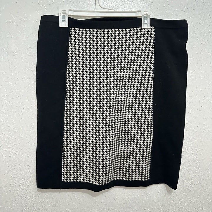 Brooks Brothers 346 Womens Black Merino Wool Houndstooth Pencil Skirt Size L