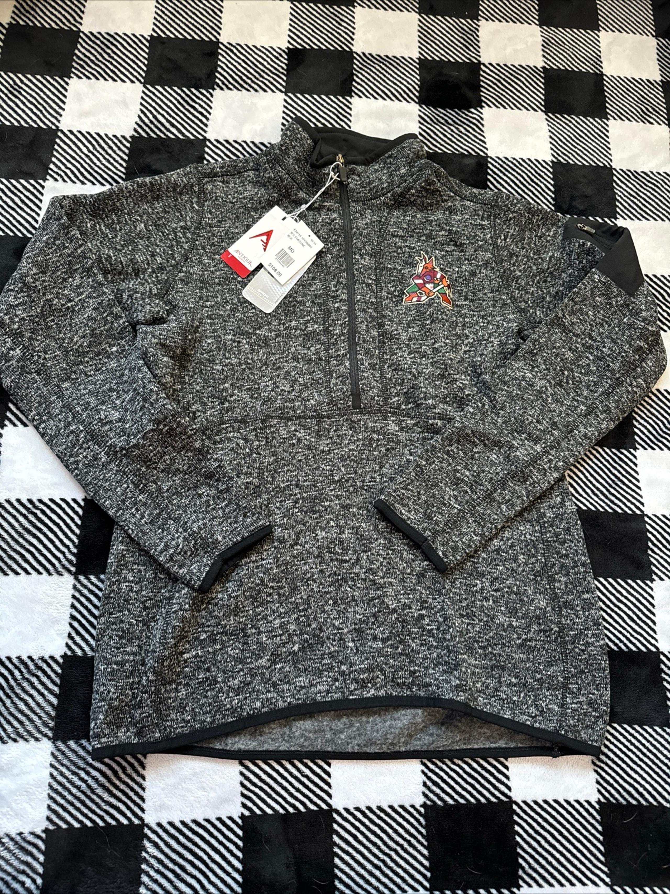 NWT Phoenix Coyotes Antigua Fortune 1/4 Zip Pullover Womens M Heathered Gray