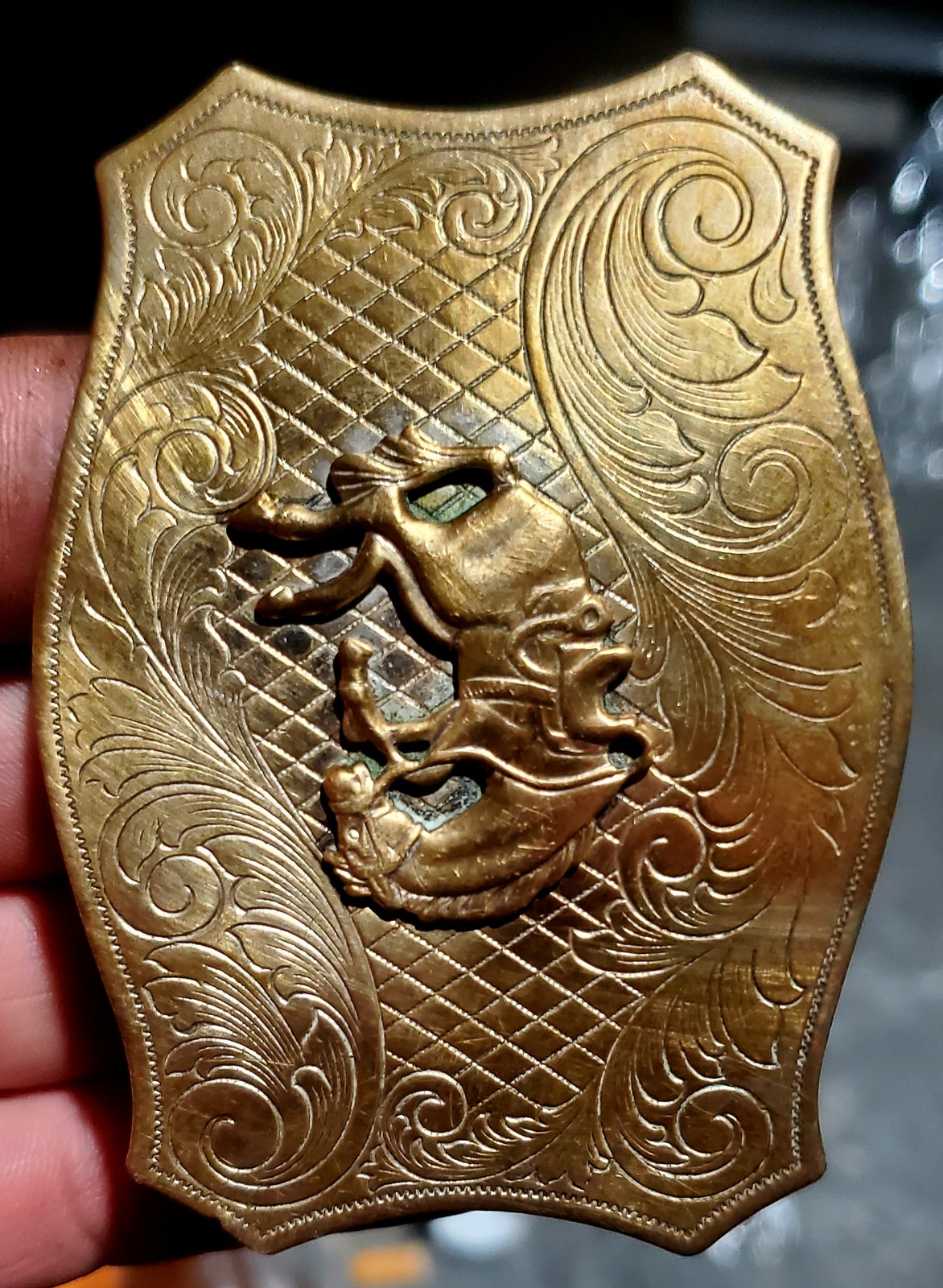 Vintage solid brass belt buckle