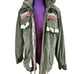 NWT America & Beyond Aztec Embroidered Olive Velvet Parka Jacket Size Medium K71